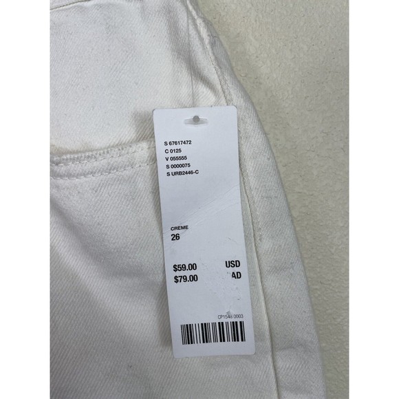 Urban Outfitters BDG 26 90s Denim Shorts Cream High Rise Cotton Distressed NWT - Picture 10 of 11